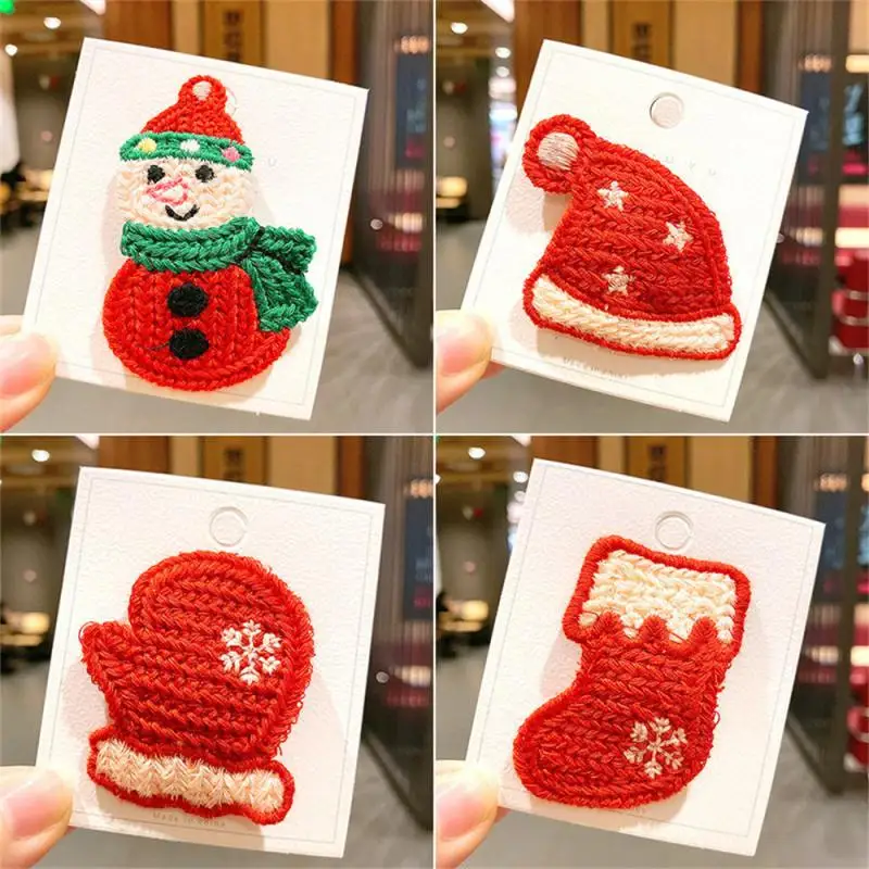 

Christmas Hair Pin Children Barrettes Bow Deer Santa Claus Kids Plush Knitted Headwear Girls Hair Clip New Year Hair Accessories