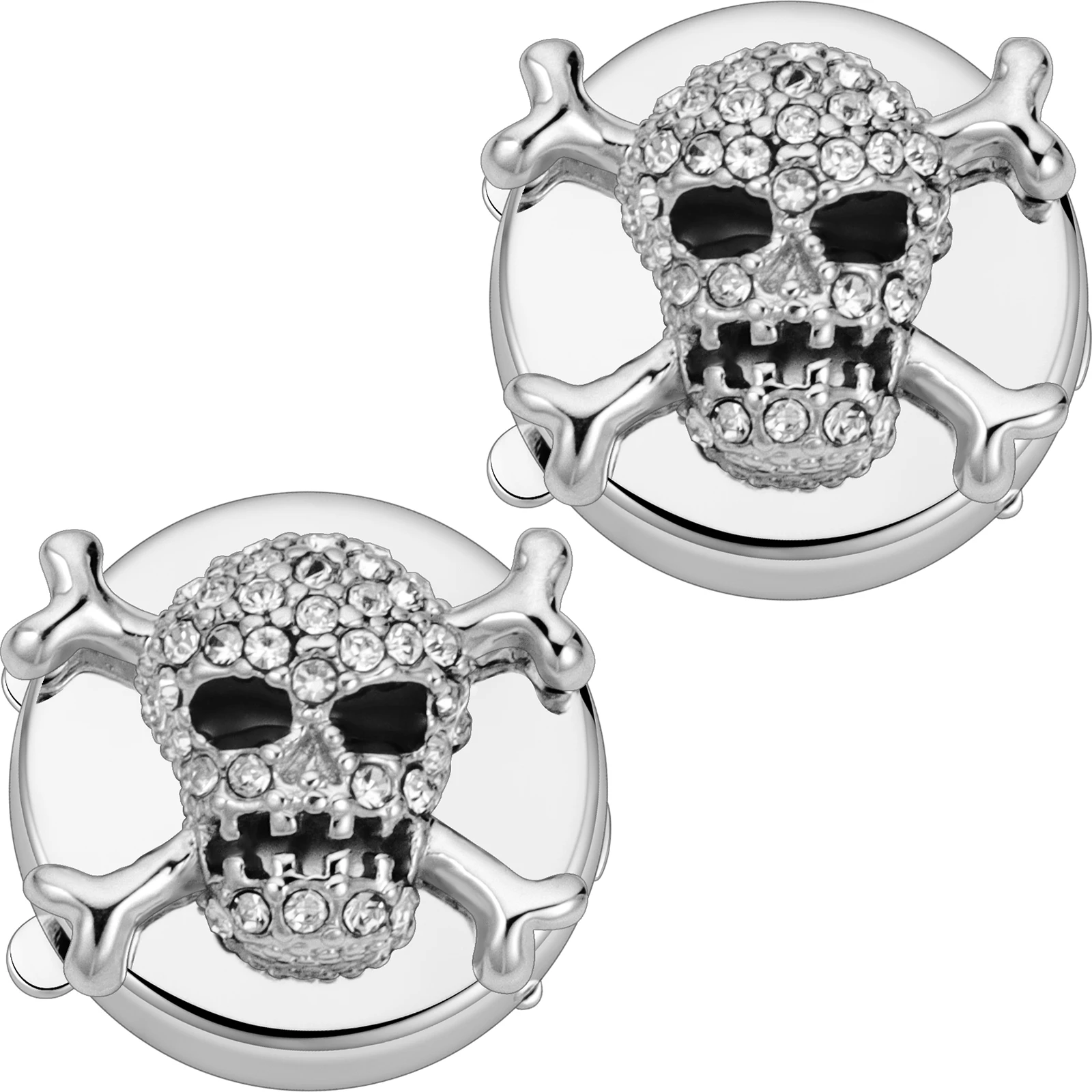 Skull Crystal button cover for men shirt, men's fun shirt cufflinks, black enamel skeleton design cufflinks