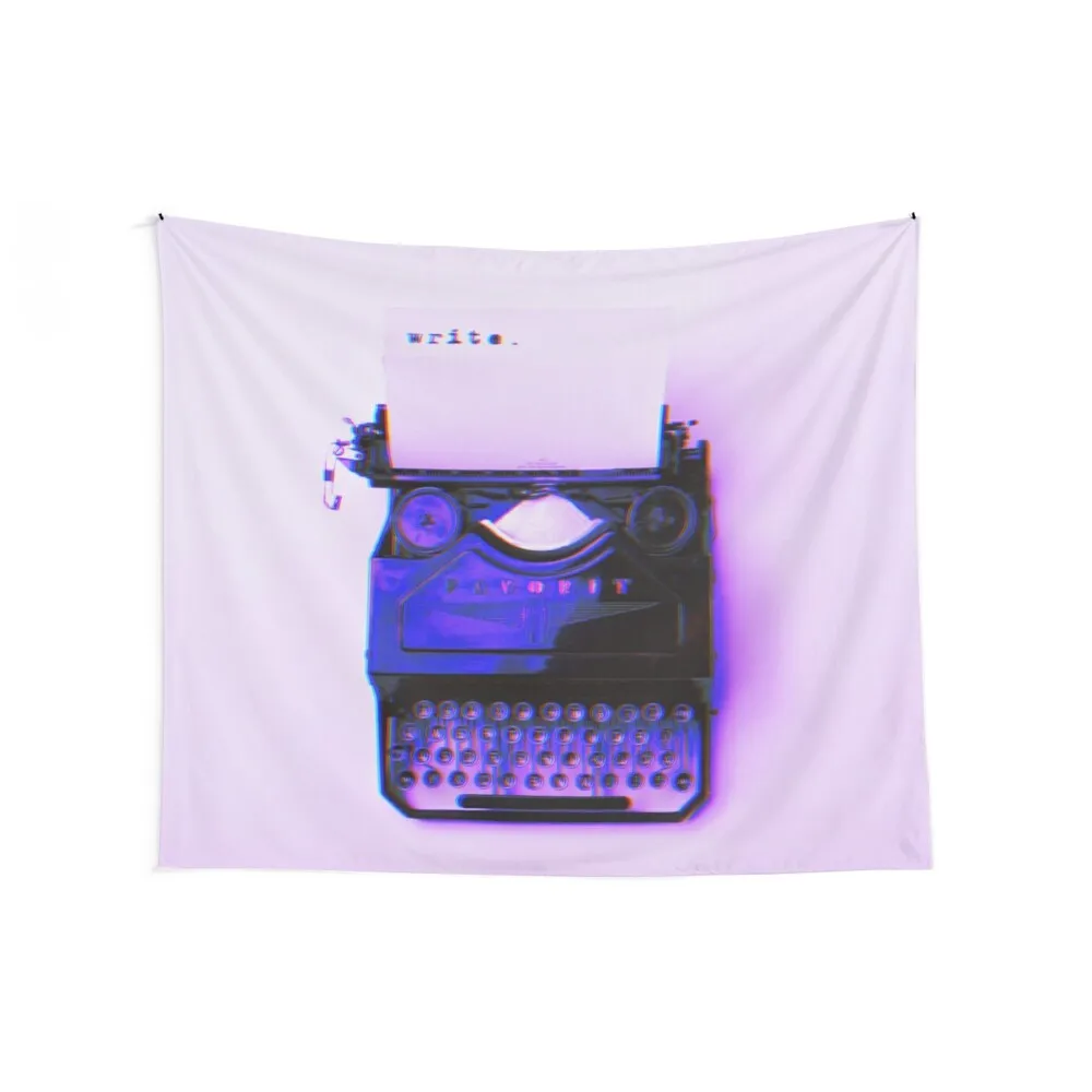 Glitched cyberpunk typewriter- Write Tapestry Art Mural Aesthetic Room Decor Tapestry