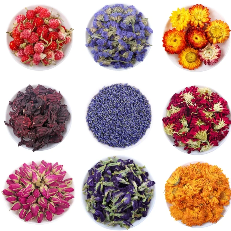 Mezcla para hacer jabón y velas DIY con flores secas, rosa natural premium, orquídea, manzanilla, lavanda, jazmín, decoración para el hogar y bodas