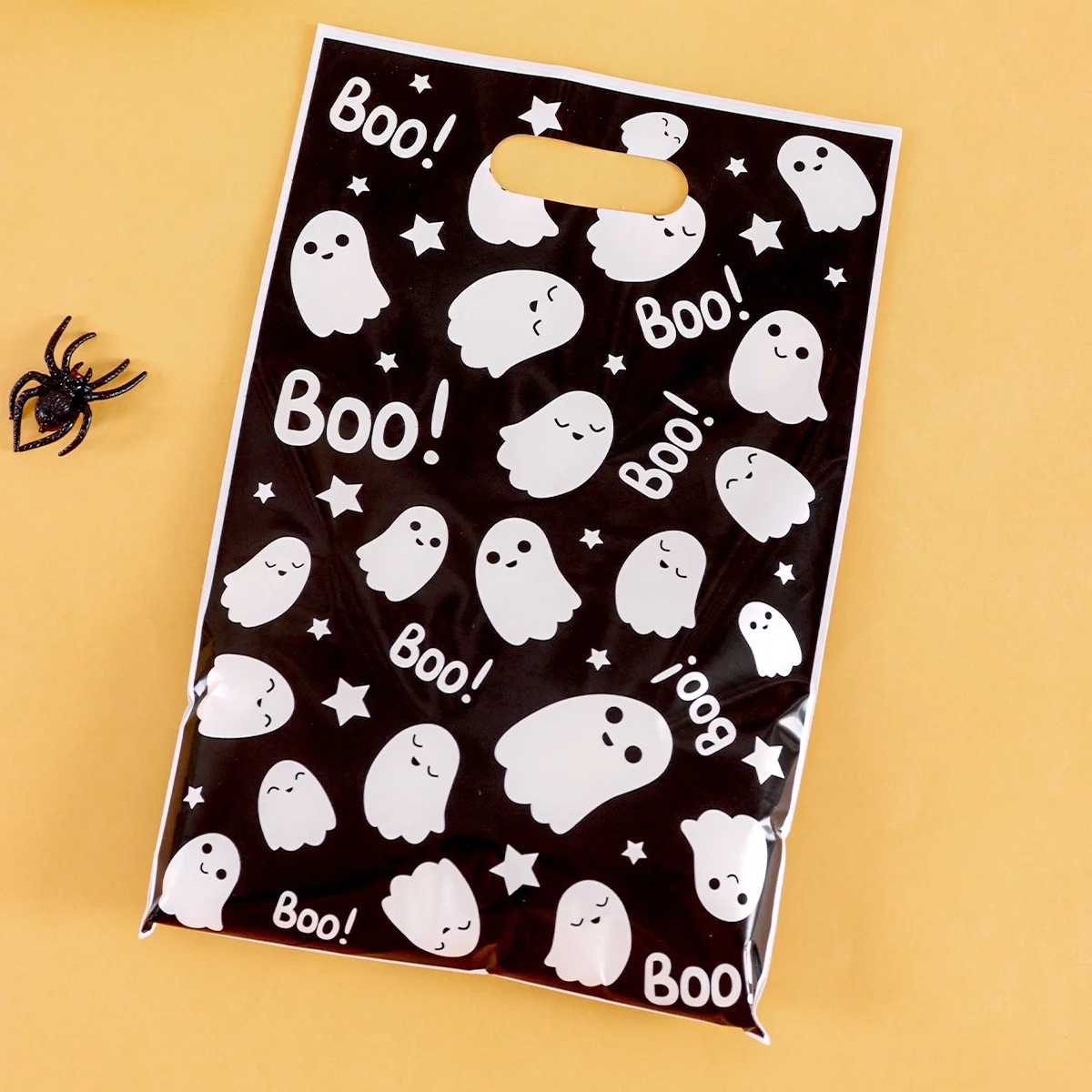 10/20/50 Stück schwarze Halloween-Geschenktüten, Geister-Geschenktüten aus Kunststoff, Keksverpackungsbeutel, Halloween-Party-Dekoration, Süßes oder Saures Zubehör – Detail 2