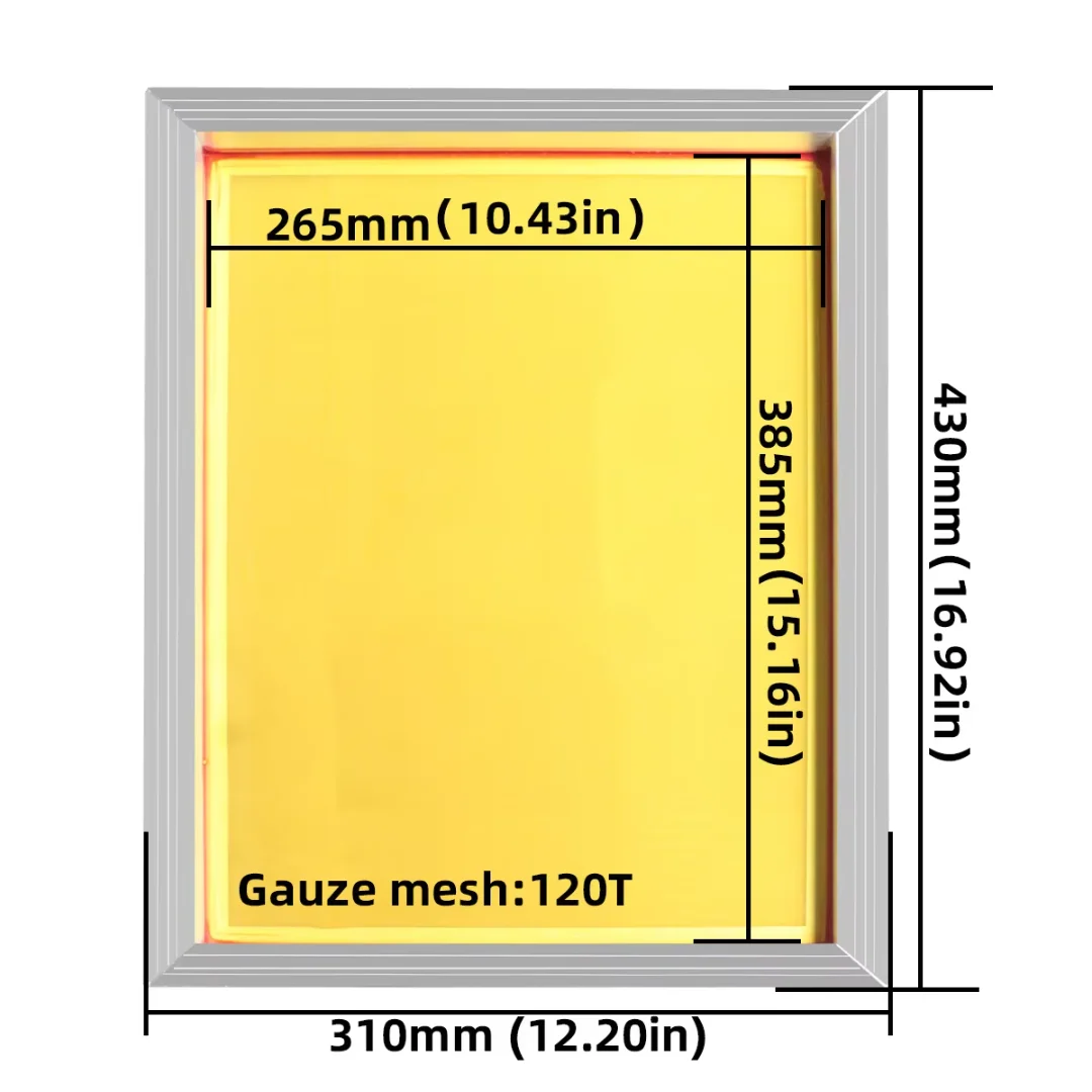 1Pc Stable Silk Screen Printing Aluminum Frame 43 X 31cm 17 X 12 Inch with 120T 300 Yellow Mesh for Making Stencil