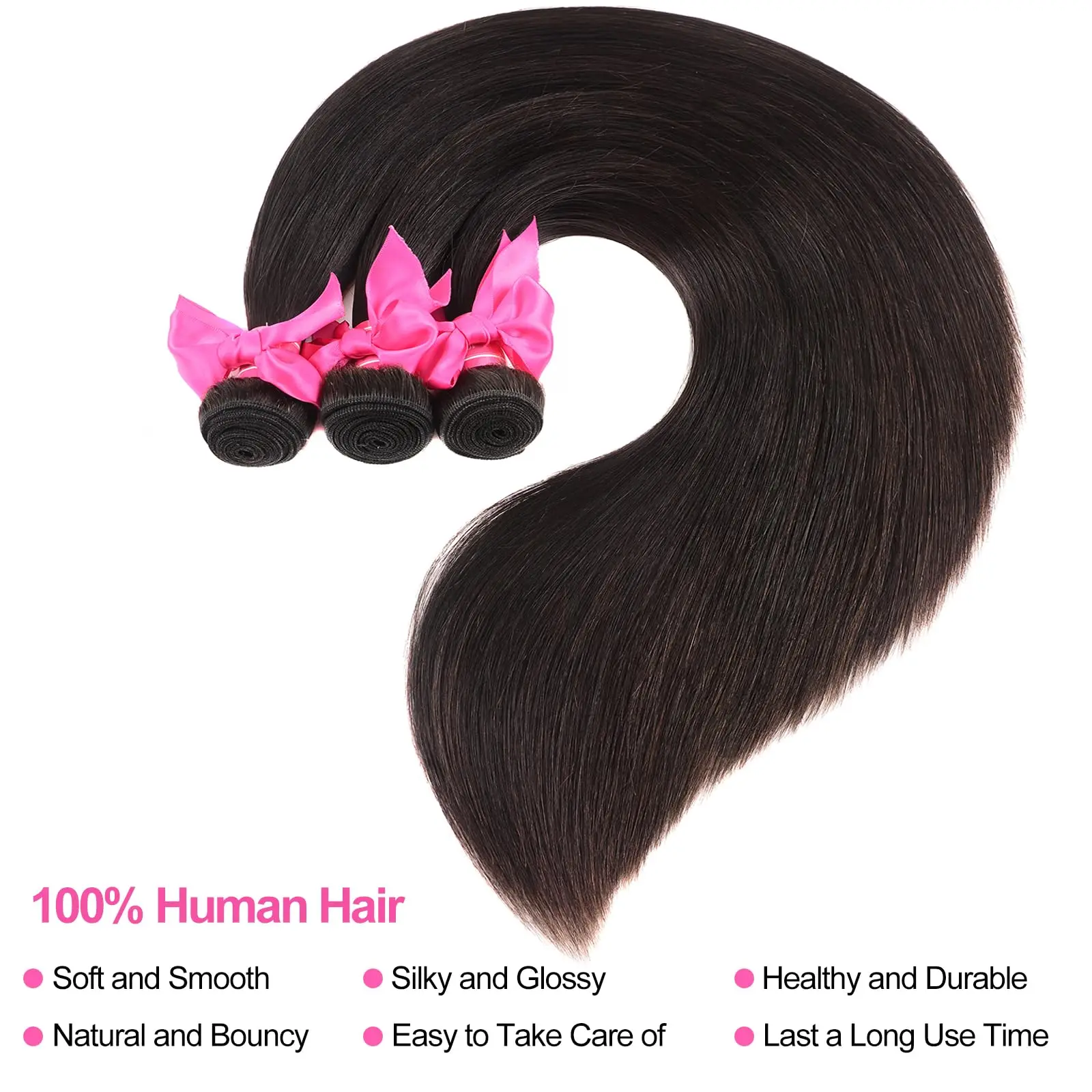 Straight Bundles Human Hair 12A Human Hair 4 Bundles Straight Hair 20 22 24 26 Inch Brazilian Virgin Deal Human Hair Extensions image 3