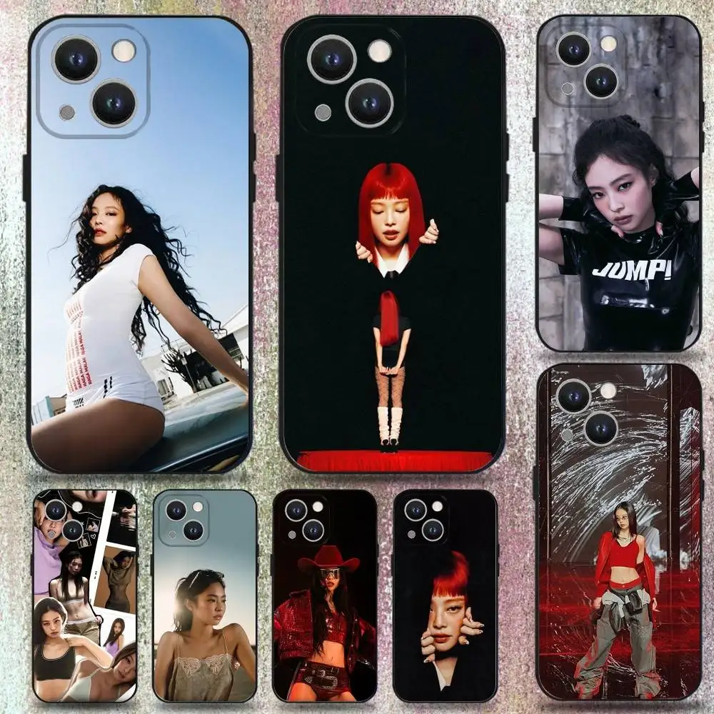 

Singer J-Jennie-S Phone Case For iPhone 16,15,14,13,12,11 Plus,Pro Max,XS,X,XR,SE,Mini,8,7,Soft Silicone Black Cover