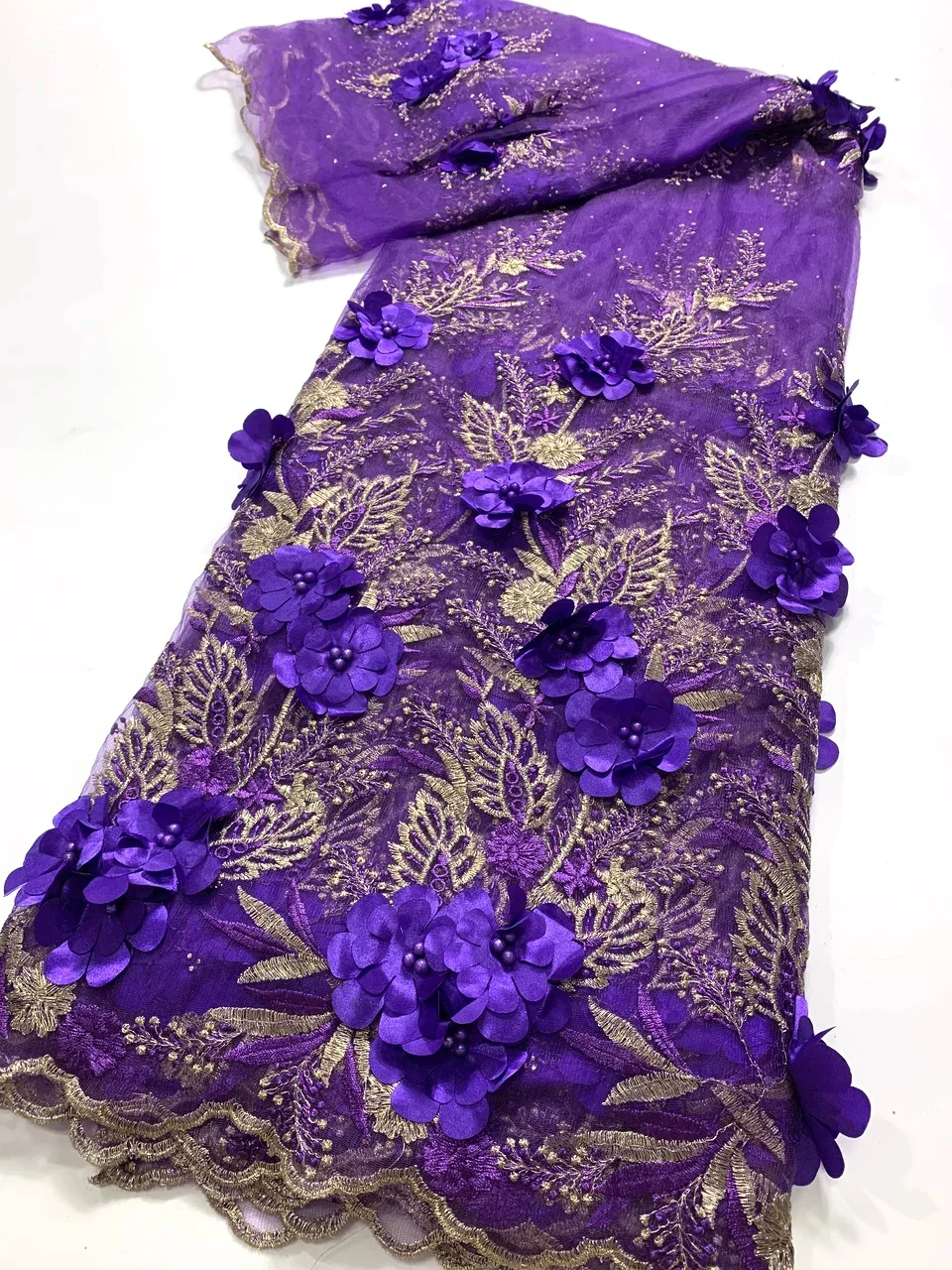 Latest 3D African Dry Lace Fabric 2026 Embroidery French Mesh Lace Fabrics 2.5 Yards for Nigerian Party Women Dresses MQ11