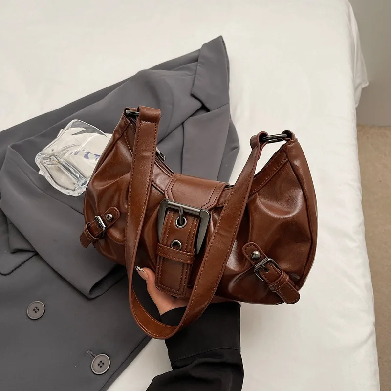

2026 New Fashion Women's Wallet, Leather Buckle Punk Hobo Clutch Bag, Women's Top Handle Shoulder Bag