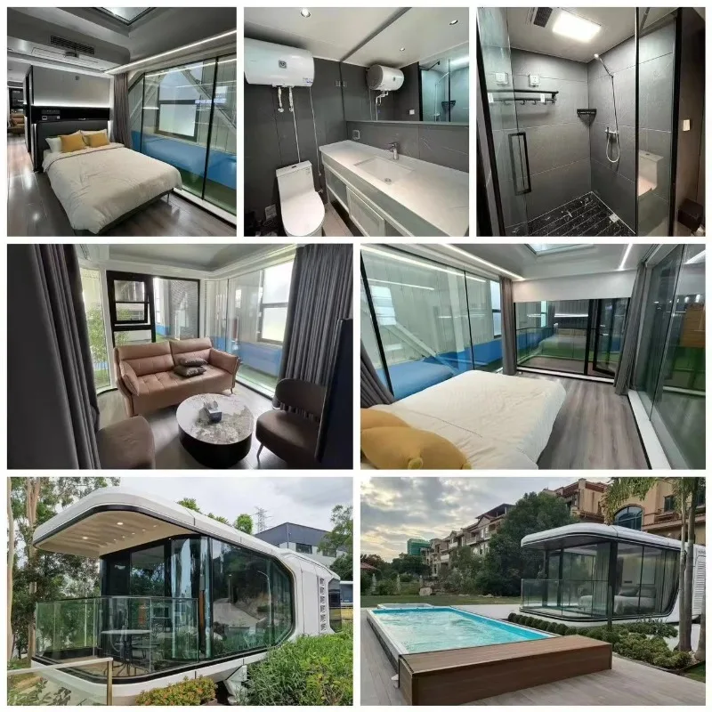 الإقامة المنزلية منازل جاهزة جراب فندق منتجع كبسولة الفضاء كبسولة البيت مع نظام ذكي حاوية منزل منزل صغير #2