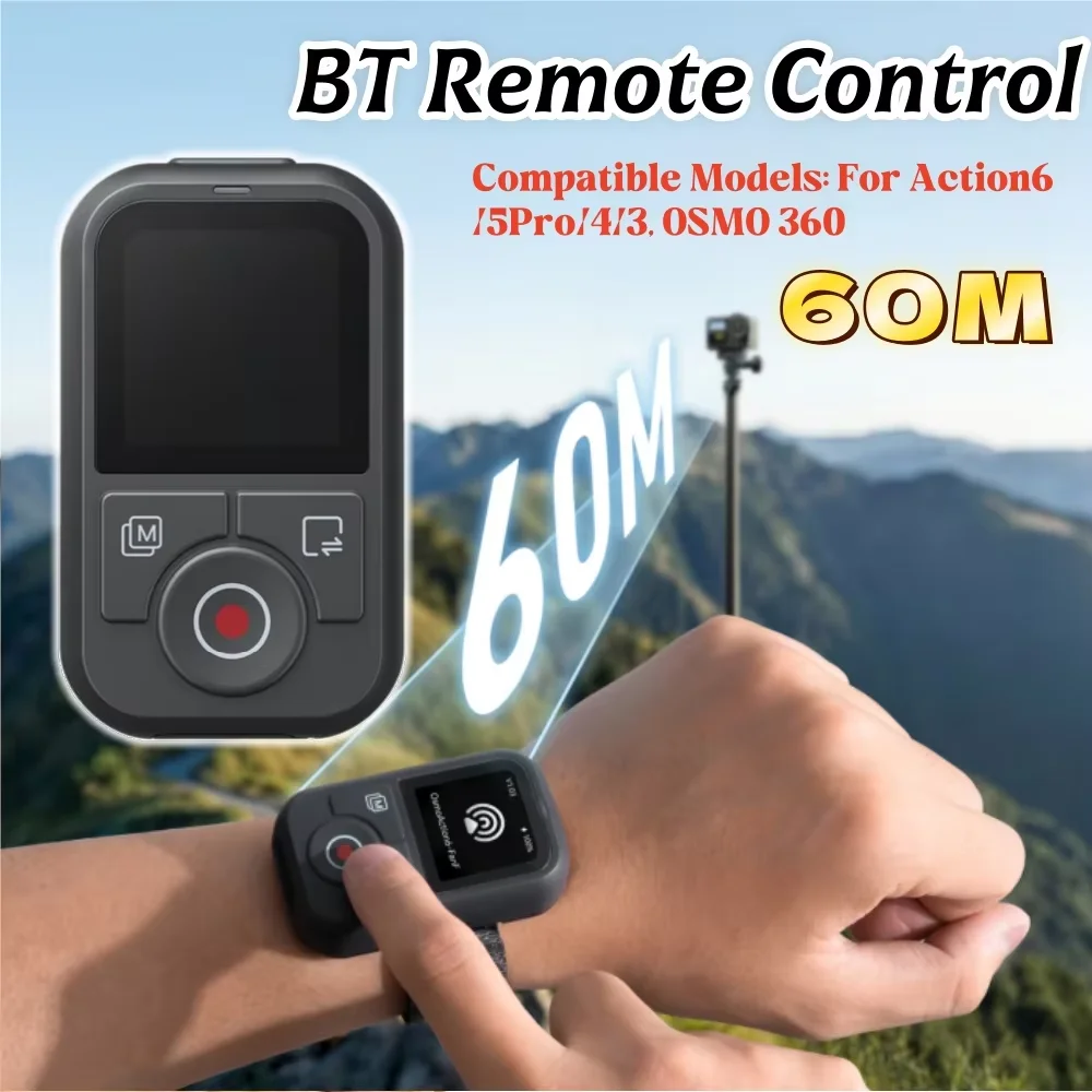 

Waterproof Bluetooth Remote Control For DJI Action6/5Pro/4/3, OSMO 360 with Wrist Strap 60m Remote For Action Camera Accessories