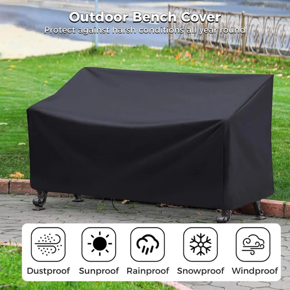 Wasserdichte Oxford-Gartenbankabdeckung für 2-Sitzer – Atmungsaktiver Schutzbezug für Möbelsitze, ideal für Holz-/Metallbänke als Sonnen- und Regenschutz, für Winterlagerung und schimmelresistente,