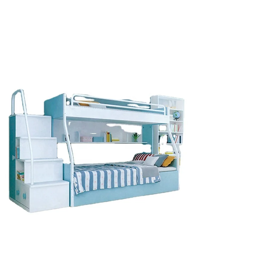 

Kids Wooden Bunk Bed Dormitory Bedroom With Twin Bed