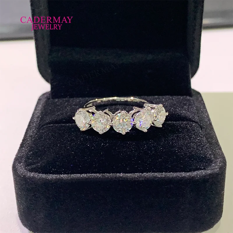 

High Quality Jewelry 925 Silver Moissanite Ring 5mm Moissanite Half Eternity Band Rings Women for Engagement Gift Party