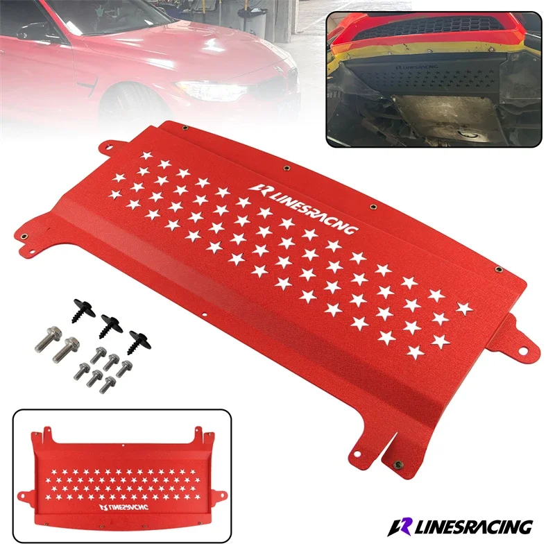 Oil Cooler Skid Plate LR Underhood Shield For BMW F8X M3 F80 15-18 M4 F82 F83 15-20 S55 Engine 3.0L F-Series Aluminum Wrinkle