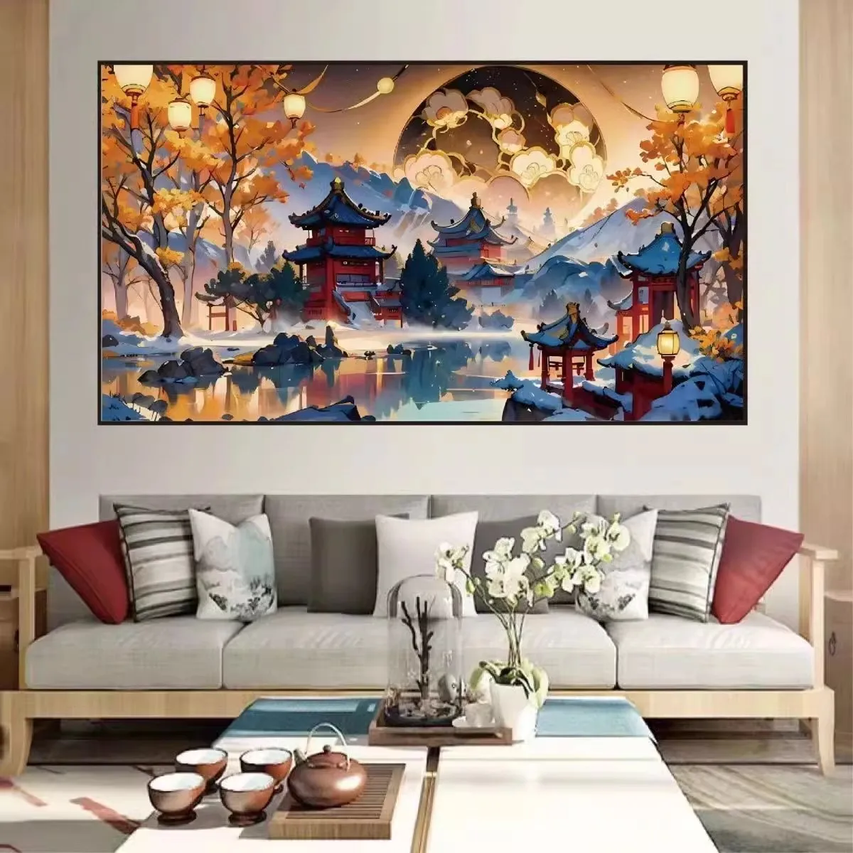 9ct 60x95cm Scenery Embroidery DIY Chinese Style Printed Kits Cross Stitch Needlework Set Home Decor Crafts