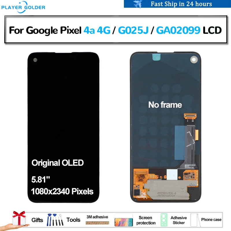 

Original OLED For Google Pixel 4a 4G G025J GA02099 Pantalla lcd Display Touch Panel Screen Digitizer Assembly Replacement Parts