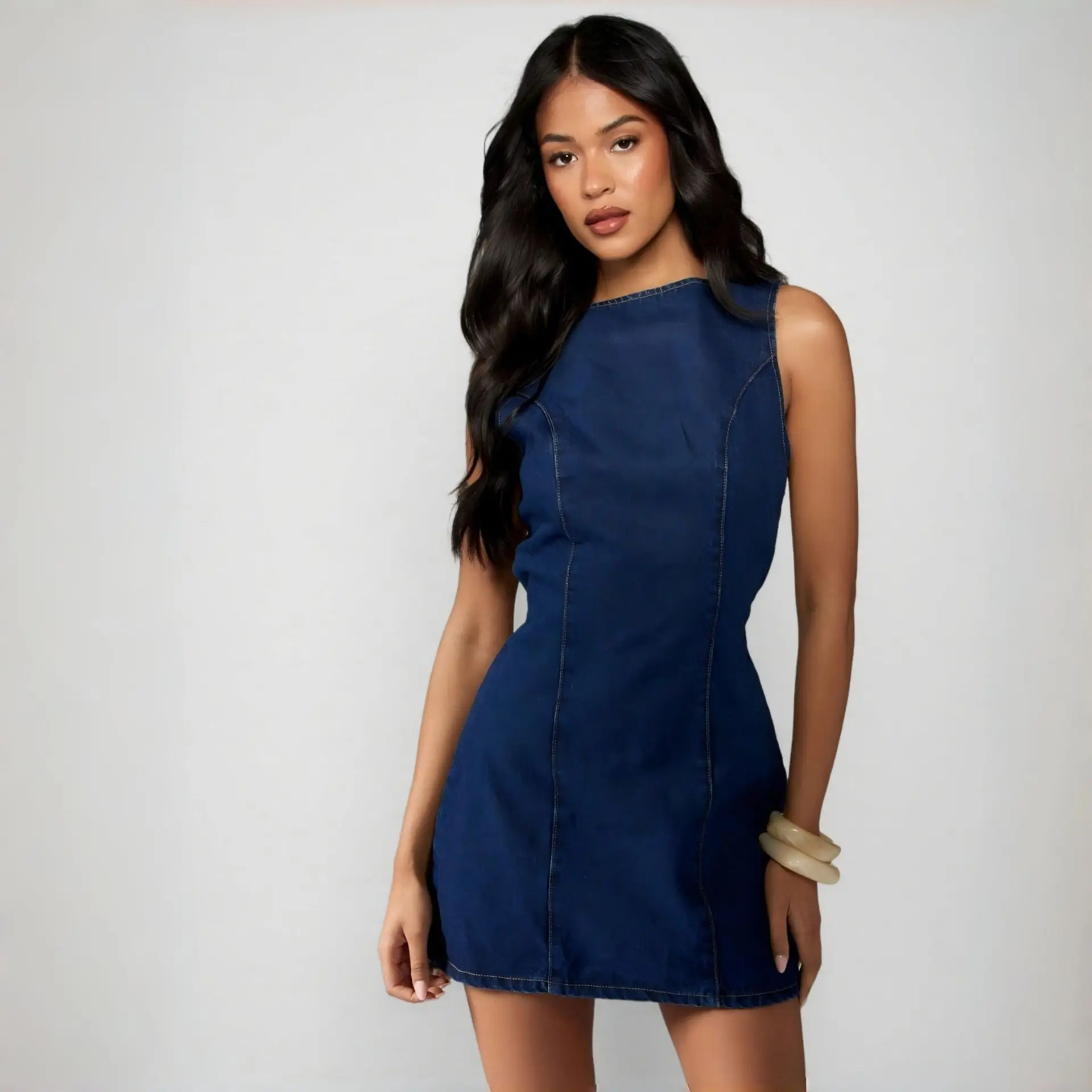 2026 Neues Damen-Jeanswestenkleid im Retro-Stil, figurbetontes kurzes Kleid mit Reißverschluss, Y2K-Kleidung für Pendler, Dates und Partys