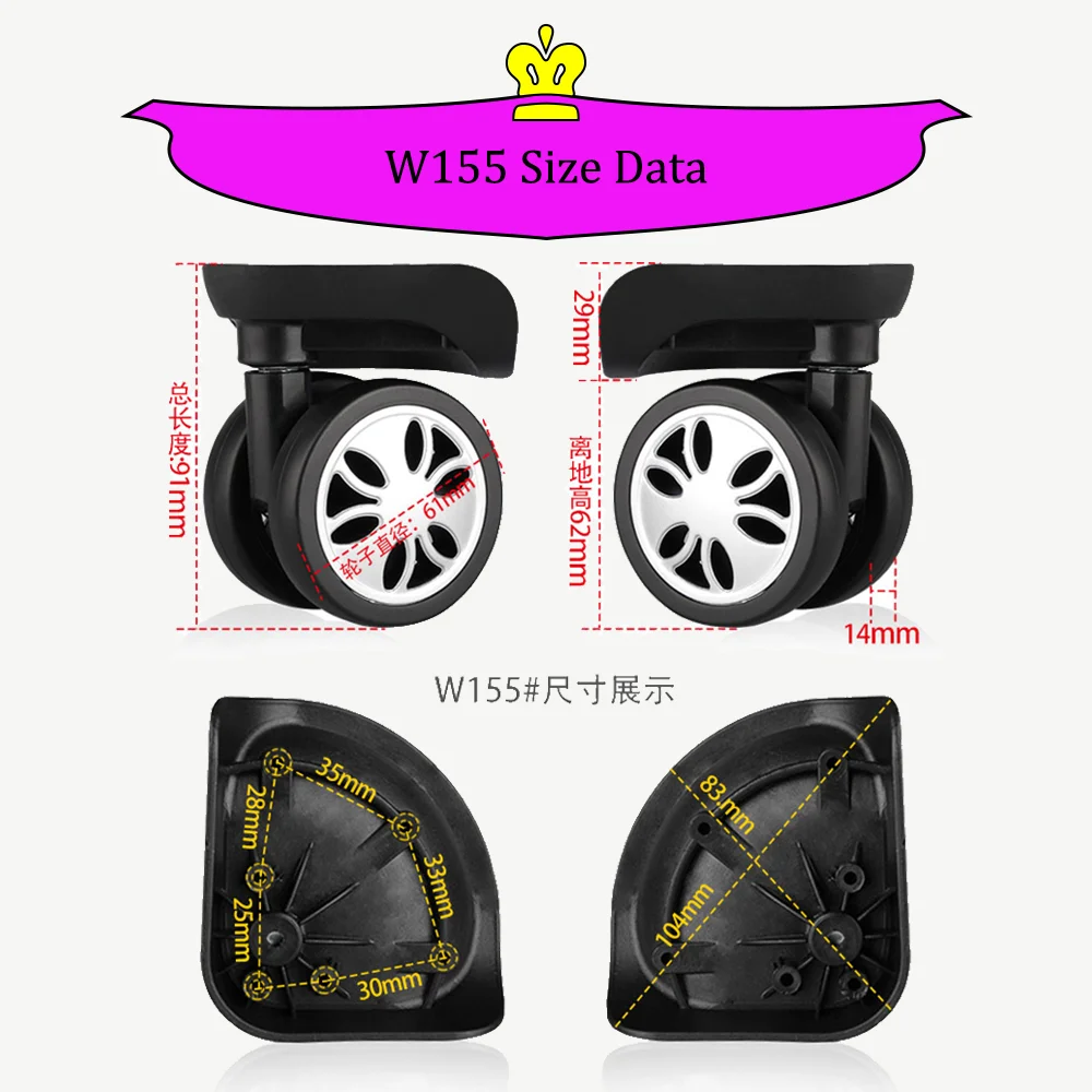 Suitable For Hongsheng Trolley Case Accessories Universal Wheel Suitcase Mute Wheel High Quality Material Maintenance Pulley