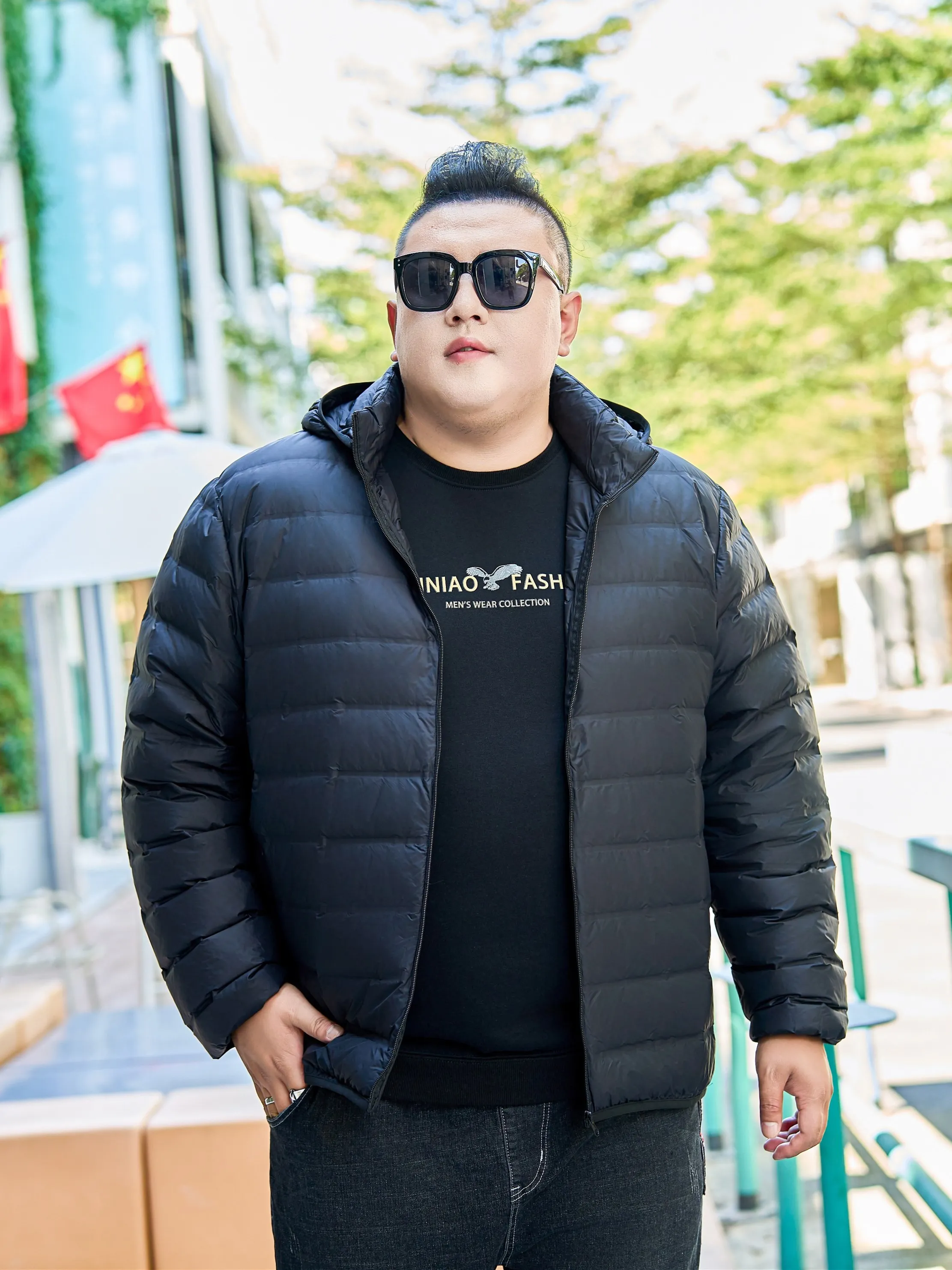 

Men's plus Size down Jaet Lightweight Autumn Winter White Du down Hooded Coat Windproof Warm Faionable Urban Sle