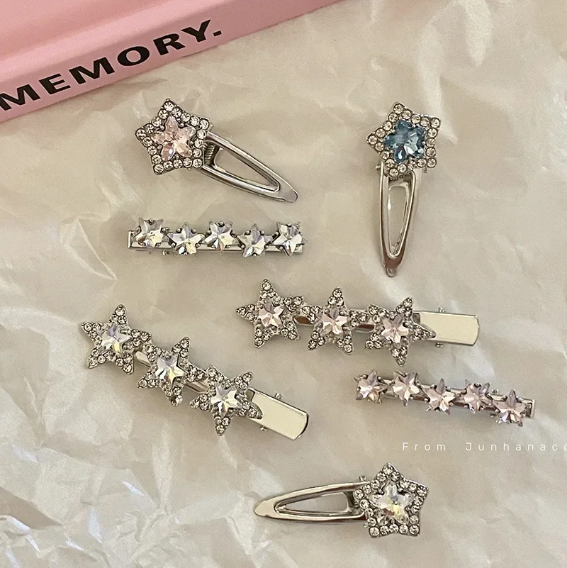 

Korean Trendy Sparkling Zircon Y2k Star Hair Clip Flash Pentagram Hairpin Sweet Cool Girls Barrettes Hair Accessories for Women