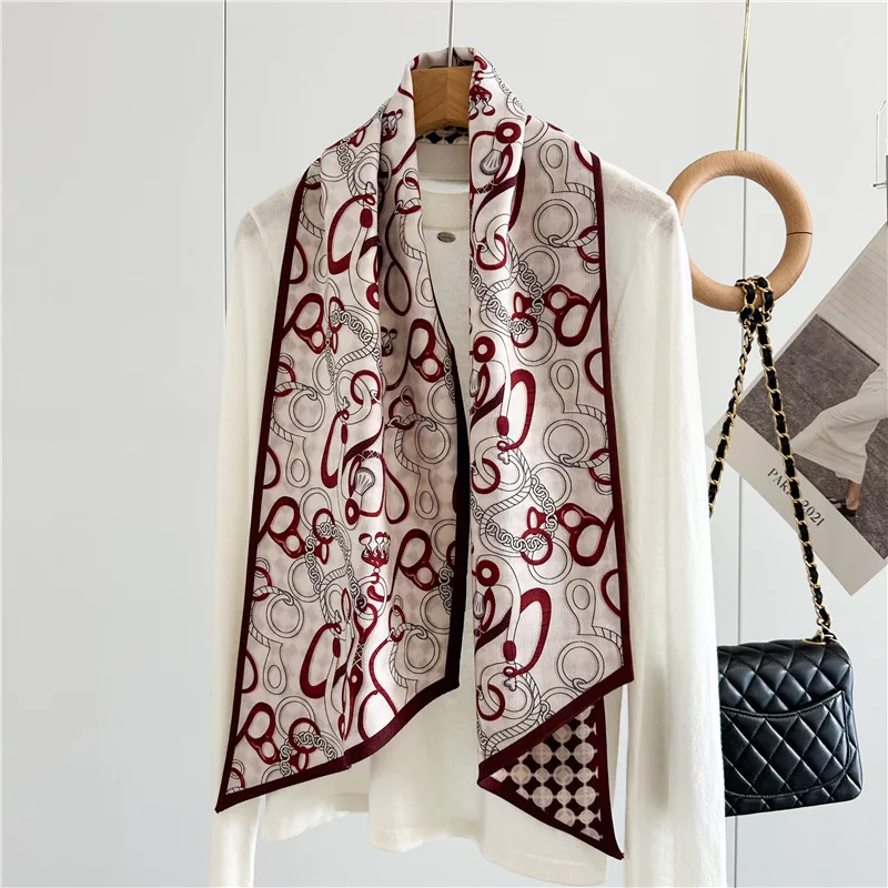 

Double Sided Print Shawls Women Long Scarf Silk Wool Scarfs Winter Neck Scarves Foulard Ring Scarfs Ponch