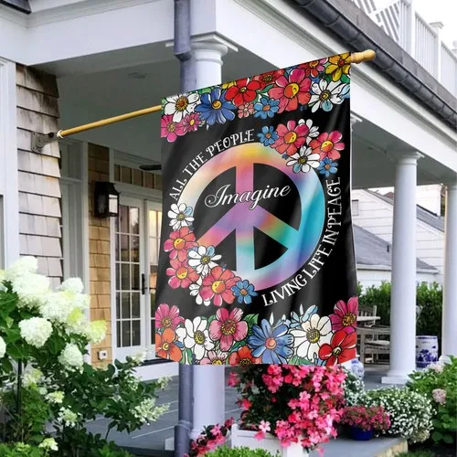 Imagine All The People Living Life In Peace Flag, Hippie American Peace Flag GJN EEN AAL HHM WZZ yyi