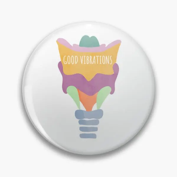 Good Vibrations Larynx Pun  Soft Button Pin Badge Collar Hat Cute Gift Jewelry Decor Metal Lover Fashion Women Funny Cartoon