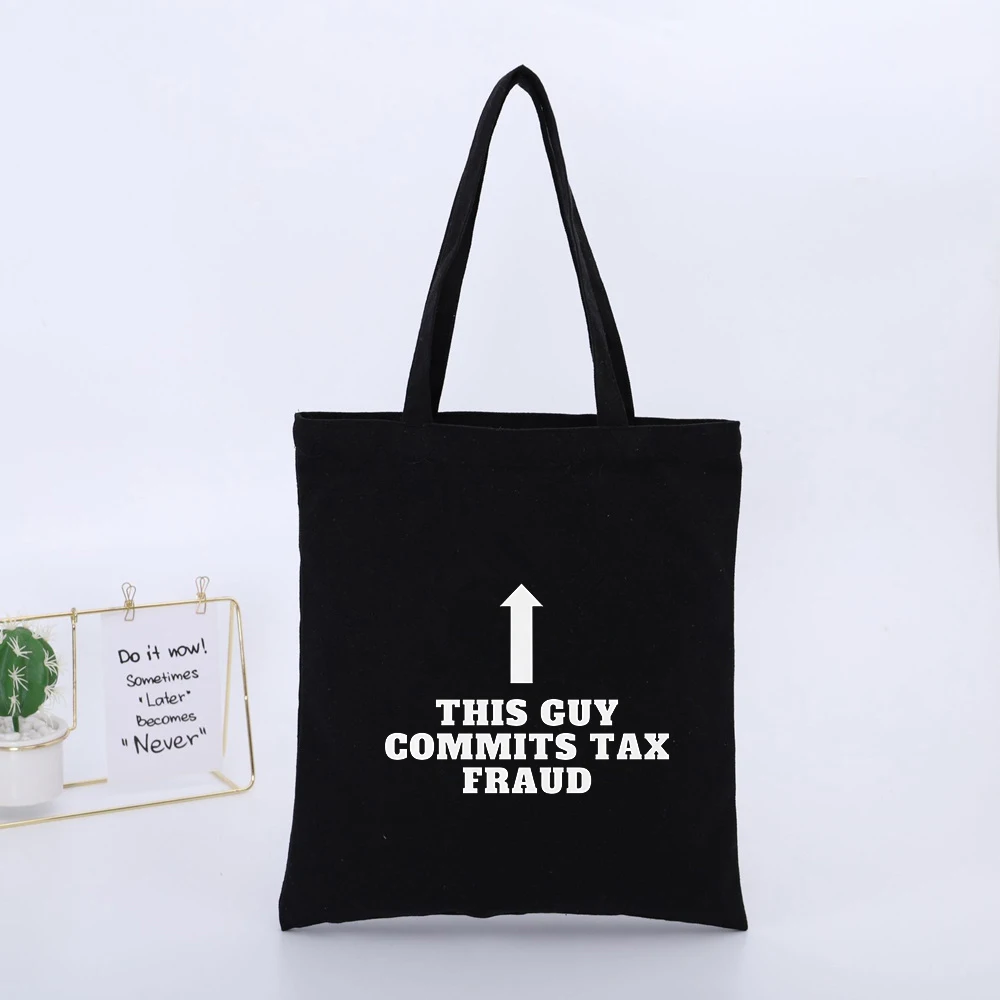 Black Canvas Tote Bag with Typography Print, Casual Style for Daily Shopping