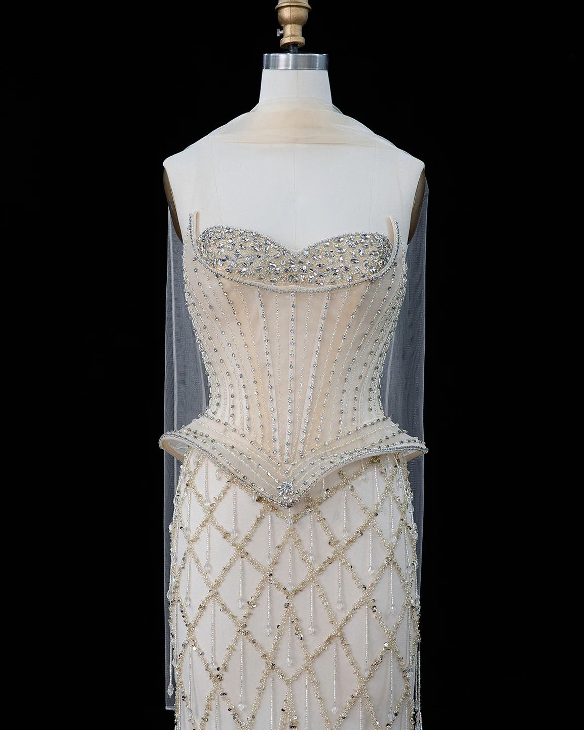 Sharon Said Abendkleid Luxuriöses Meerjungfrauenkleid mit Herzausschnitt, Tüll, Kristallkorsett, Dubai, formelle Party, Hochzeitsgast, Kleider SS118, Maßanfertigung – Detail 18