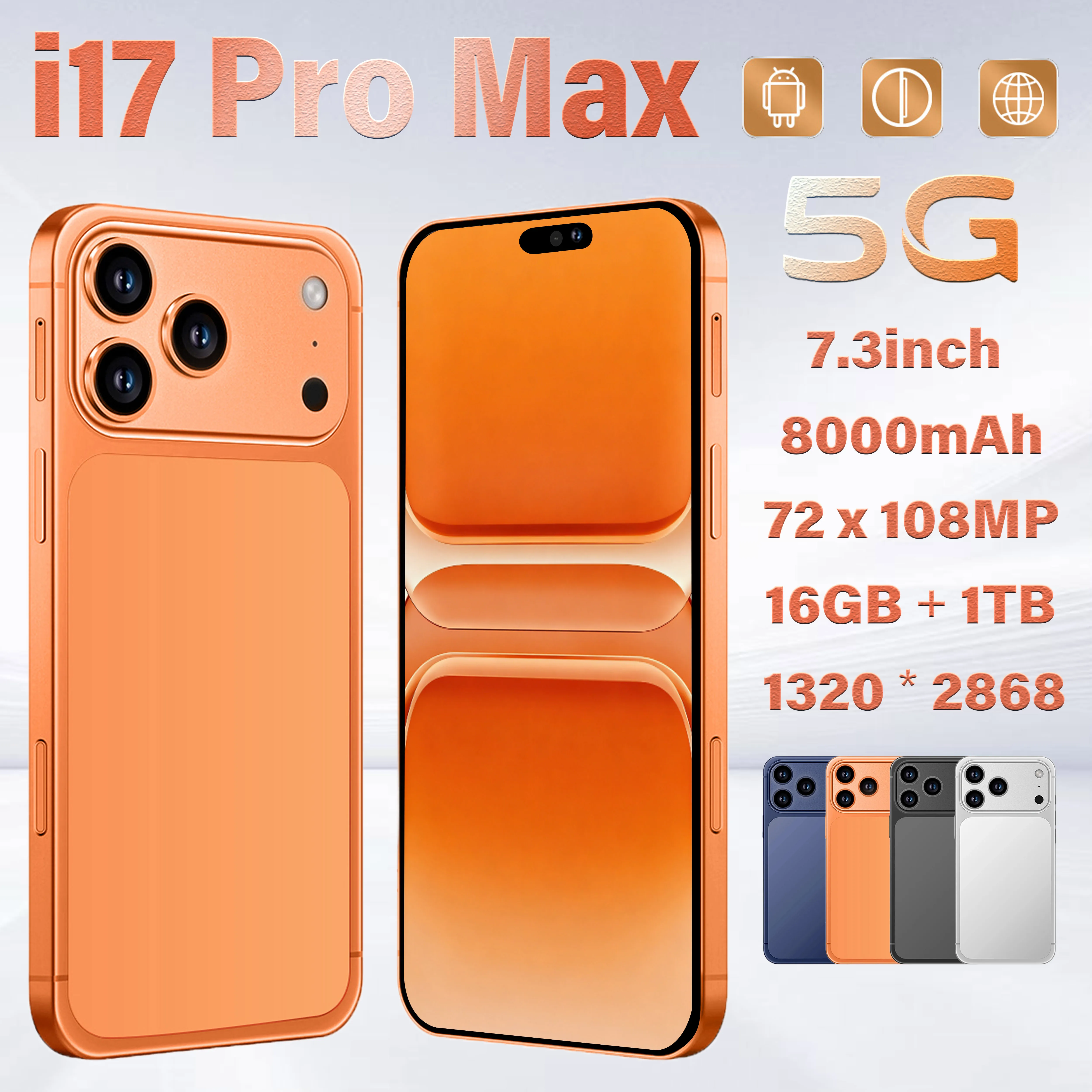 

2026 High-quality mobile phone films are used for i17 Pro Max Mobile accessories 7.3inch High Definition Android Smart Original