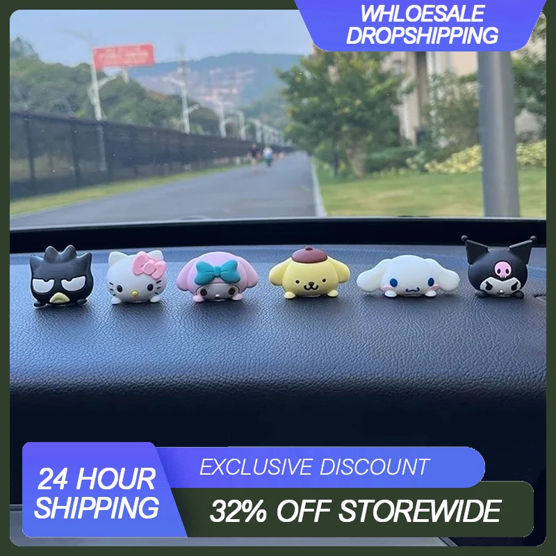 Kawaii Hello Kitty Car Interior Decorations  Kuromi, Melody Cinnamoroll Cartoon Accessories for Cute Vehicle Styling and Gifts