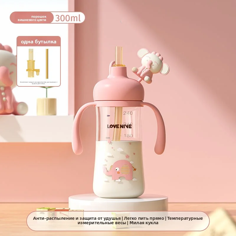 

300ML Cartoon PPSU Feeding Baby Bottle No BPA Baby Bottles Newborn Baby Bottle with Handle Milk Bottle Kids Learning Bottle