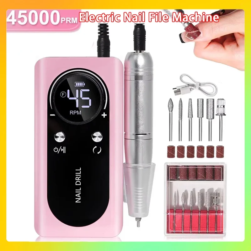 

Rechargeable Low Noise Nail Sander File for Manicure Salon Tool Professional 45000RPM Electric Portable Nail Drill Machine