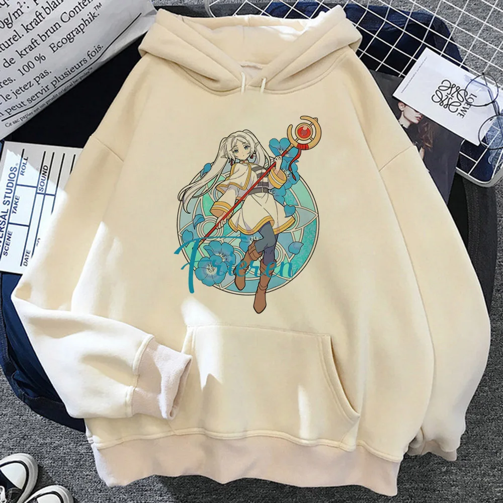 Frieren hoodie streetwear trendy patterned winter girl pullover printed design casual wear