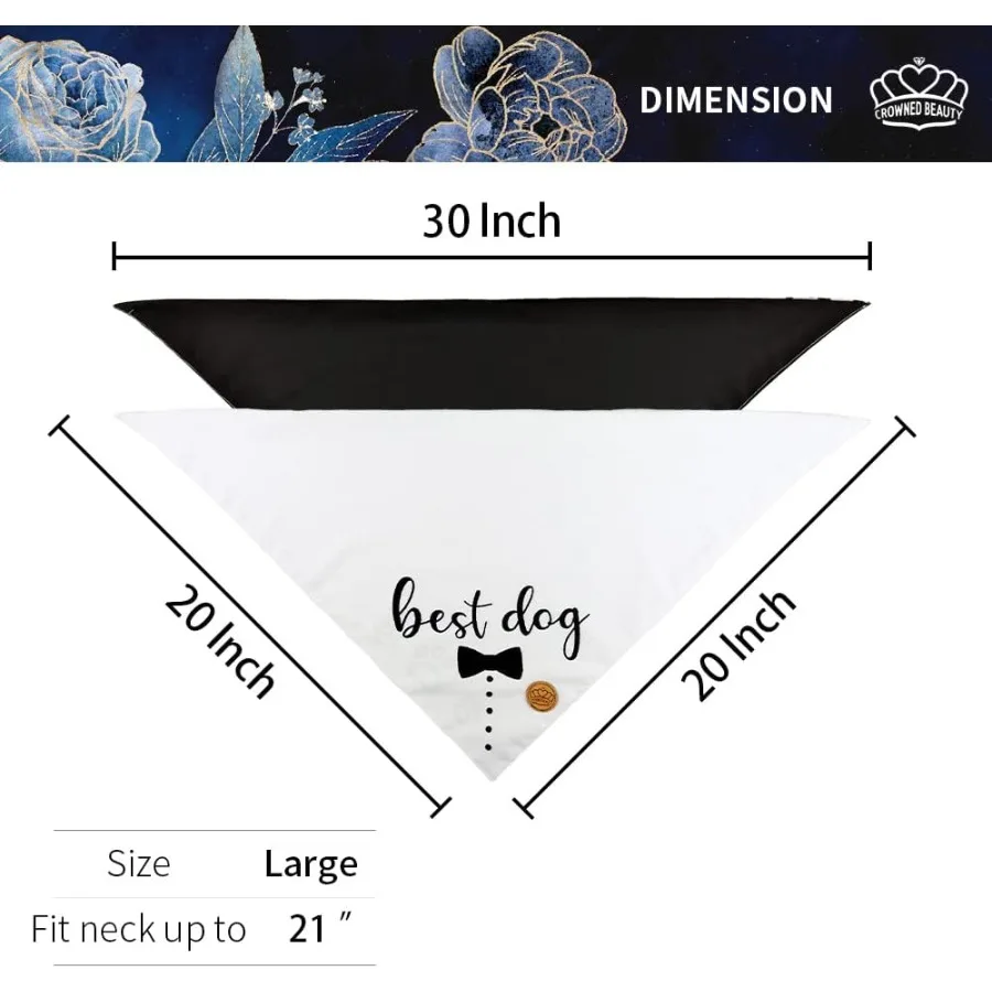 أفضل عصابات الزفاف للكلاب قابلة للعكس مكونة من قطعتين من كلب الشرف والخطوبة قابلة للتعديل للكلاب المتوسطة والكبيرة والكبيرة والغاية باللون الأسود