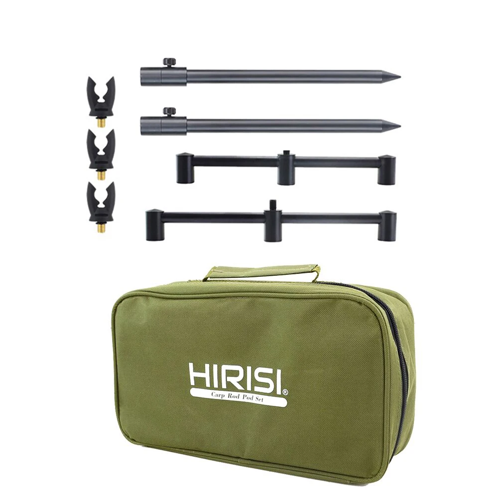 Hirisi Karpfenangel-Rod-Pod-Set mit Buzz Bar und Banksticks sowie 3 Rutenauflagen in tragbarer Angeltasche – Detail 6