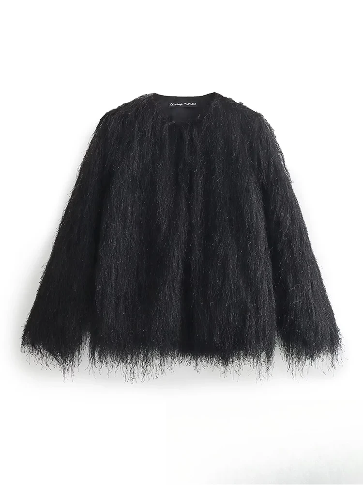 

KONDALA винтажные женские куртки из искусственного меха, однотонное теплое пальто с круглым вырезом и длинными рукавами на пуговицах, шикарная модная зимне-весенняя верхняя одежда 2024 г.