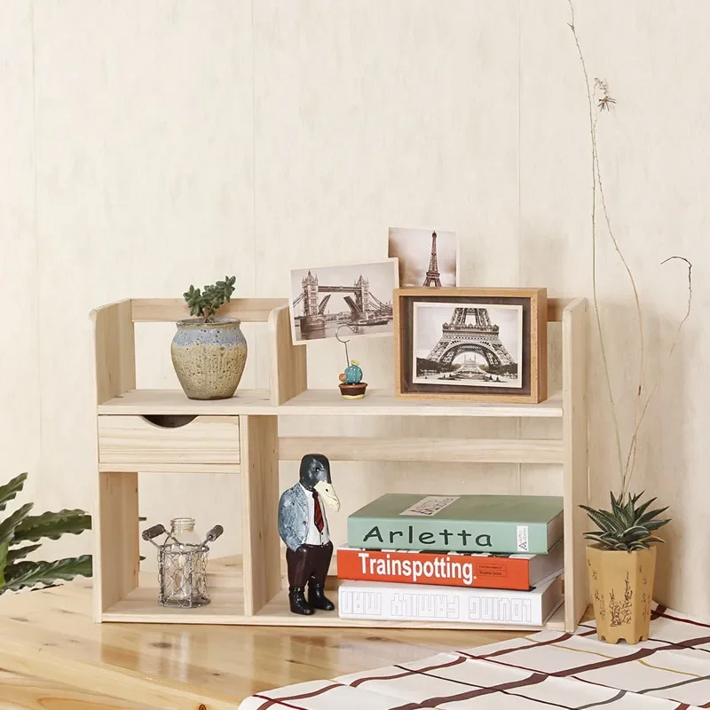 Desktop Solid wood small bookshelf Student dormitory desktop storage Simple office Small bookshelf Factory direct sales