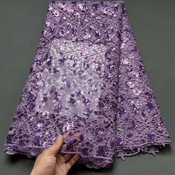 Latest Dubai Dry Cotton Lace Fabric5 Yards 2024 High Quality Nigerian Voile Stone Lace Fabric For Women Evening Prom Dresses Sew