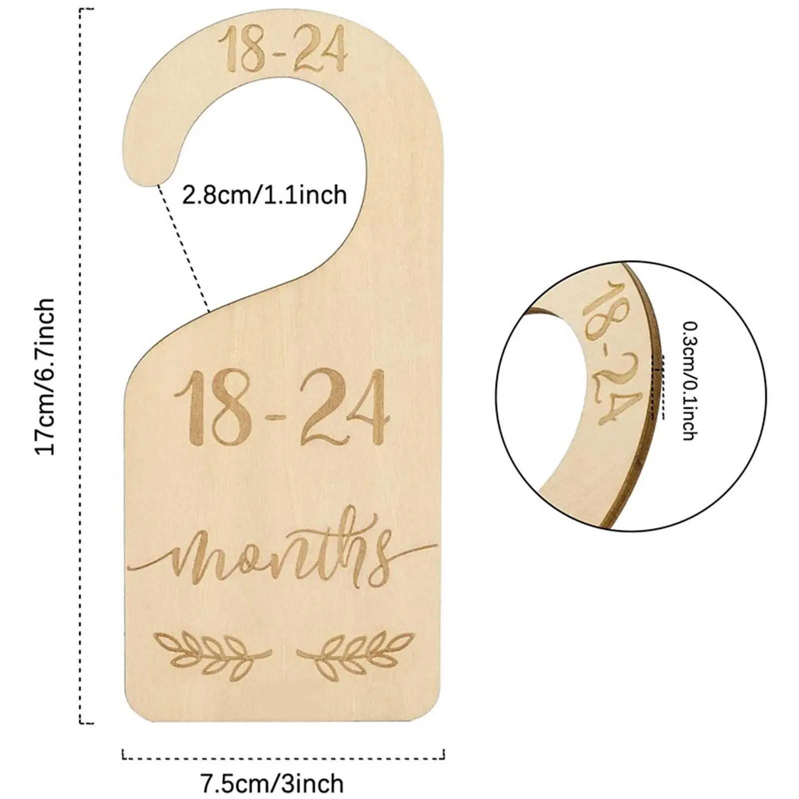 7x Newborn Closet Dividers Nursery Clothes Organizers Closet Baby Size Dividers for Baby