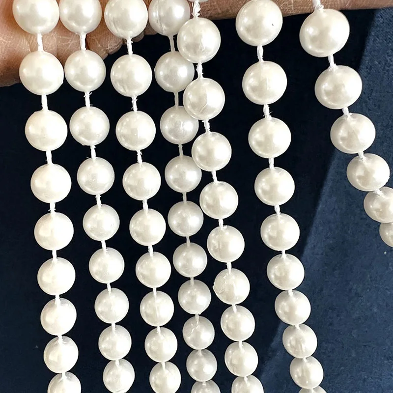 6-10mm Pearls String Beads Decoration Faux Pearl Garland Roll Strand for Crafting String of Flowers Wedding Valentine Decoration