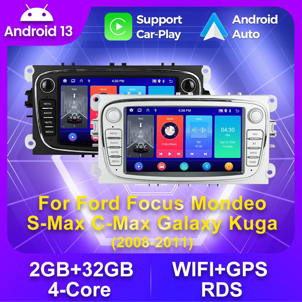 

2 Din Car Autoradio Radio Multimedia Video Player Navigation GPS NO DVD for Ford Focus S-Max Mondeo Galaxy Wireless Carplay AUTO