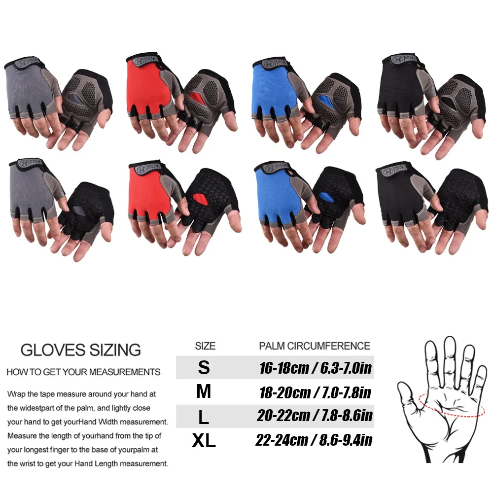 1Pair Cycling Gloves for Men/Women Anti-Slip Shock-Absorbing Half Finger Guantes for Fitness Bicycle Training Outdoor Sports