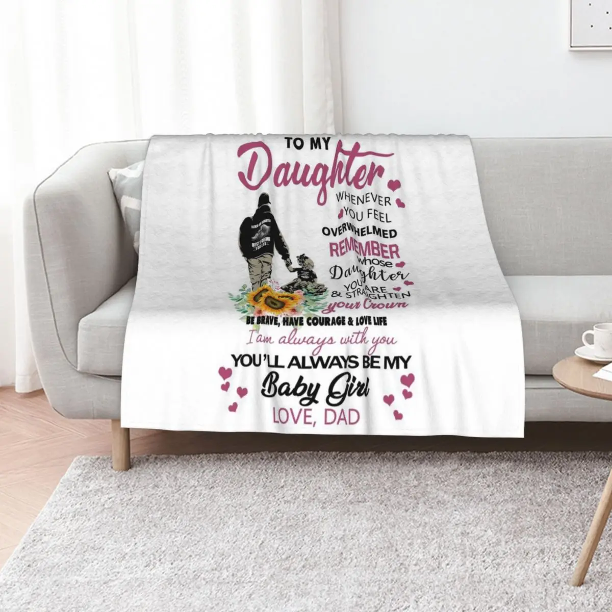To My Daughter - My Baby Girl Throw Blanket Large Warm valentine gift ideas Winter beds christmas decoration Luxury St Blankets