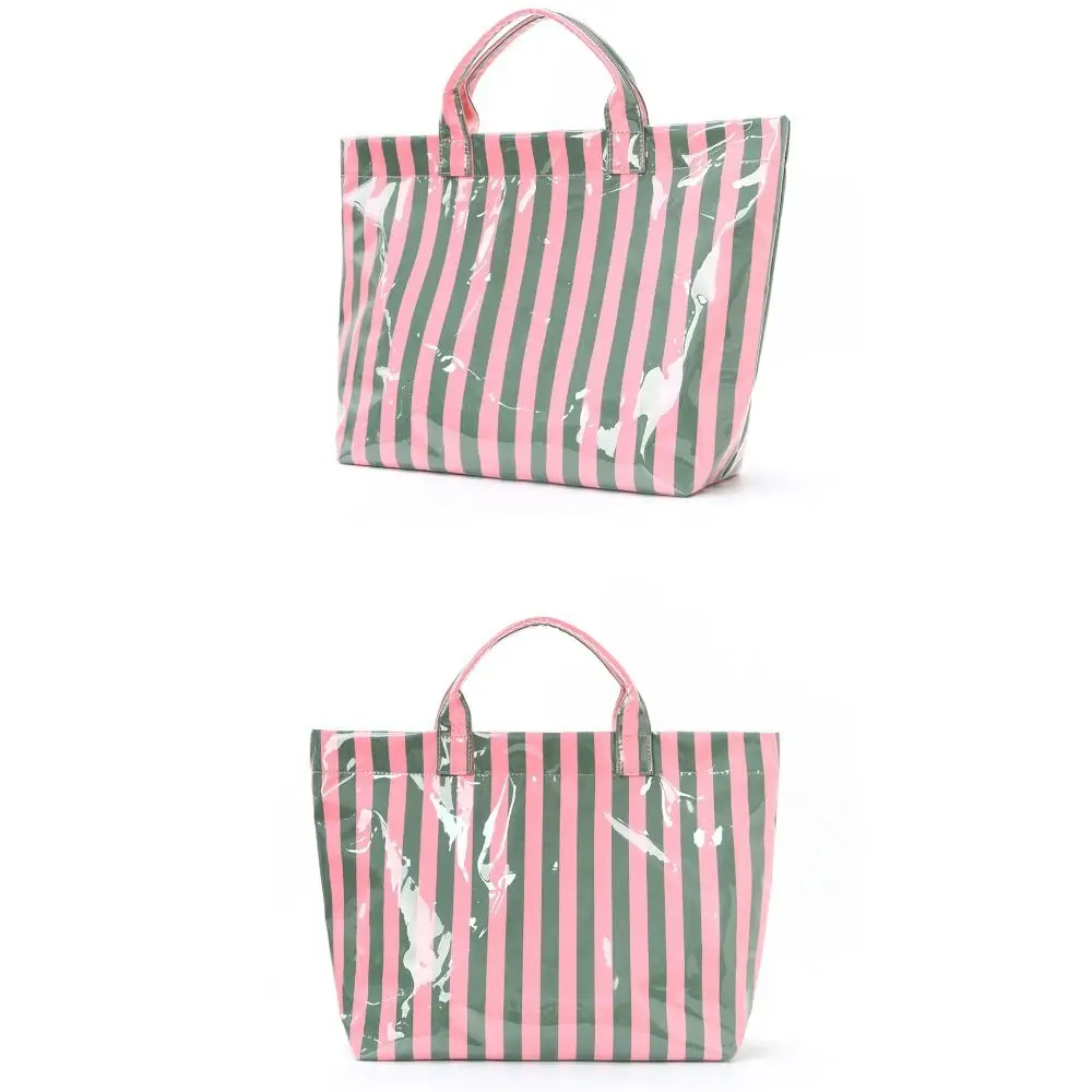 

Durable Polyester Travel Handbag Large Capacity Foldable Hand Luggage Shoulder Bag Striped Design Duffle Bag Women&Men