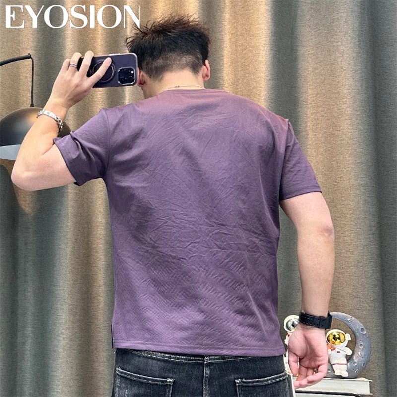 Men\'s Short Sleeved T-shirt Cotton Summer the 2024 Year of the Loong Printed Design Casual Purple Men Tee Top Tee 4XL