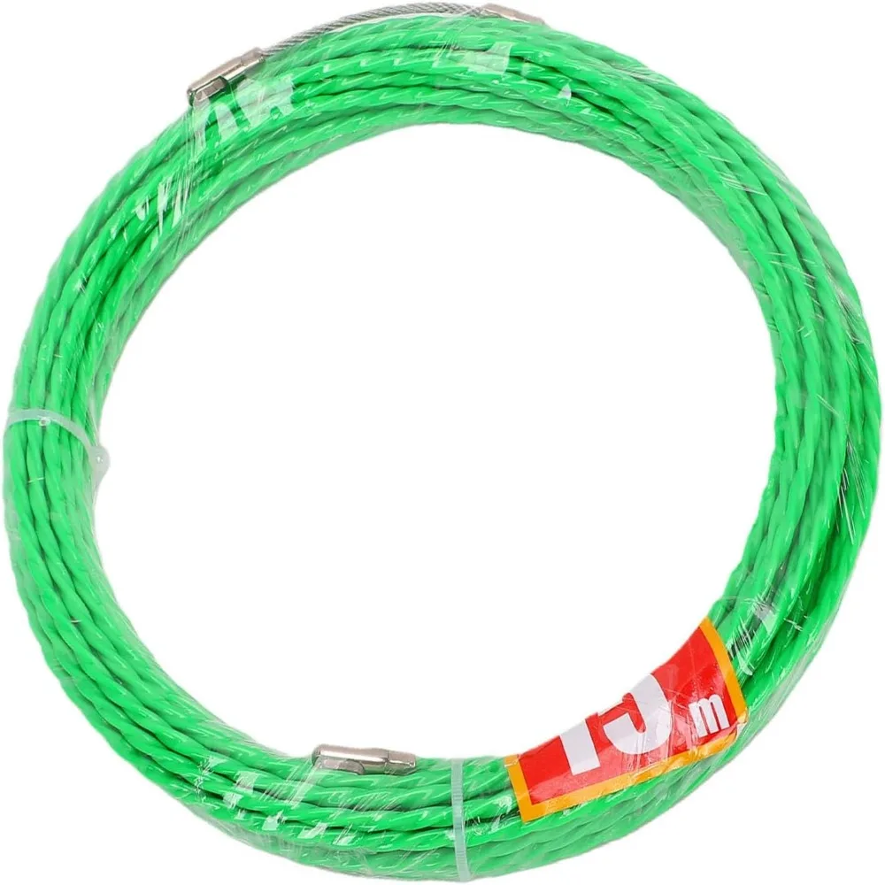 15M/ 49.2FT Manual Wire Puller 4.5mm Diameter Spring Head Flexible Cable Threader Green Fish Tape Tool Conduit Duct Pulling