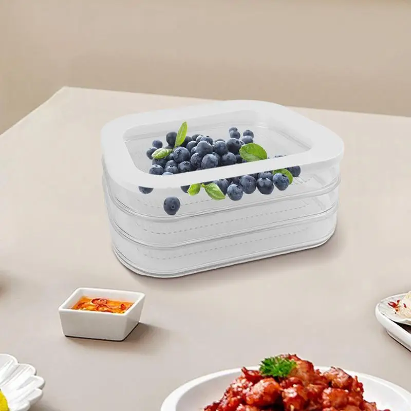 

Контейнер для хранения мясных предметов, многофункциональная трехуровневая корзина с крышкой для холодильника, большая емкость, удобный доступ к хранилищу