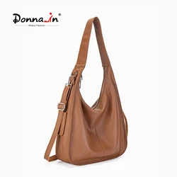 Donnain Minimalis grande capacità Borsa a tracolla in vera pelle borsa a tracolla da donna classica concisa in tinta unita