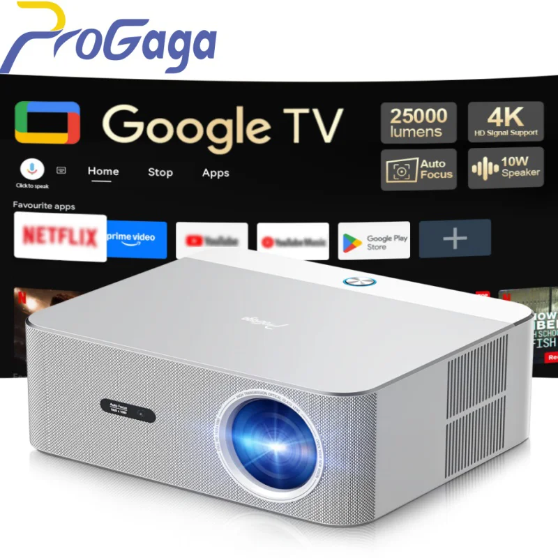 

PROGAGA PG610 ATV Официальный лицензированный проектор Google Android TV ATV 4K WiFi с автофокусом Full HD 1080P Портативный проектор
