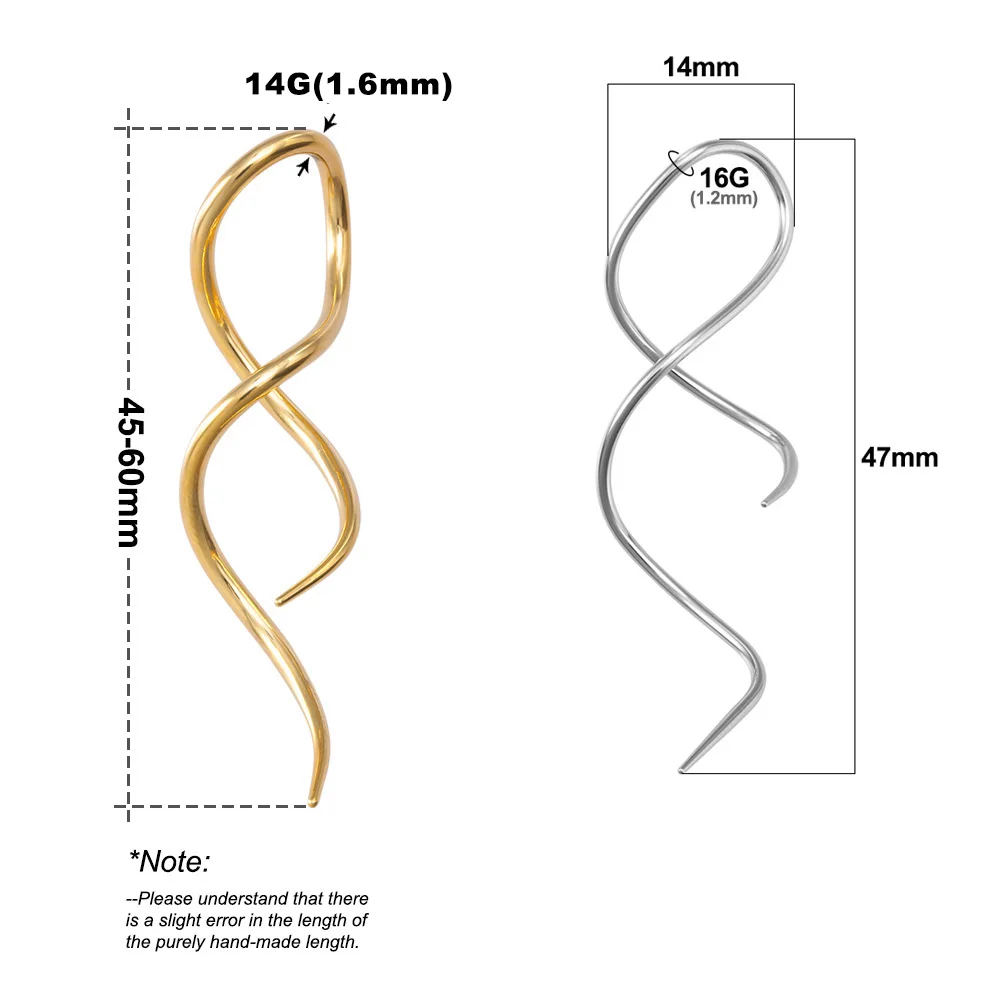 1pc New Twist Drop Piercing Earrings Cartilage Hoop Earring for Women Men Surgical Steel Tragus Piercings Jewelry
