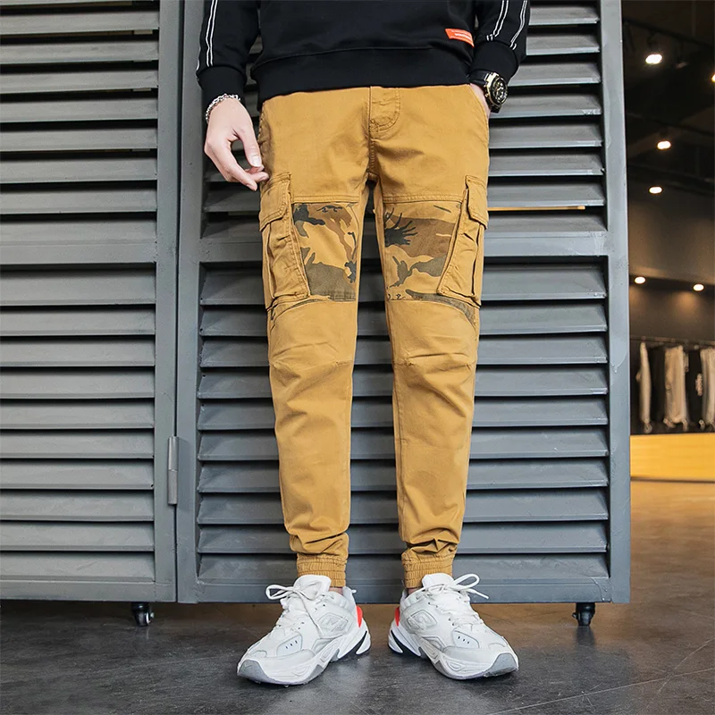 2025 Men's Spring Autumn Workwear Cotton Cargo Pants Thickened Multi-Pocket Loose Fit Casual Streetwear Army Green